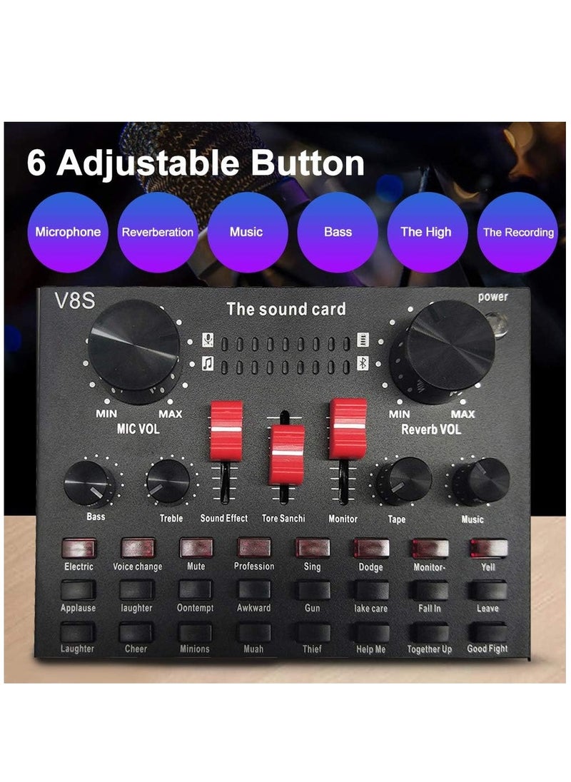 Lixada Multi-functional Live Sound Card BM800 Microphone Set Audio Recording Equipments (Black)