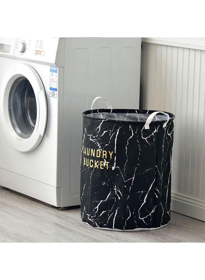 Foldable Storage Bag, Dirty Clothes Basket, Double Handle Storage Basket, Clothes Storage Bucket. Household Storage Bag for Bathroom, Laundry Storage, Bedroom Storage Basket (Black)  - Image 5