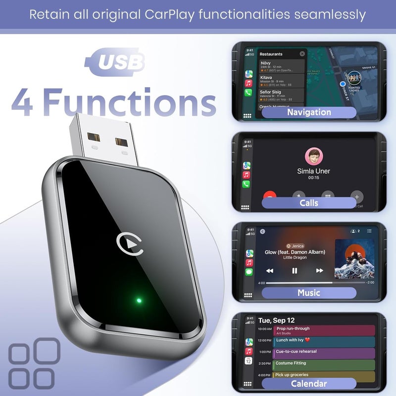 CPENSUS 2-in-1 Wireless Carplay Adapter Convert Wired to Wireless Apple ONLY | Quick Connection & Auto Reconnect | Bluetooth 5.0 & 5.8Ghz WiFi Only for OEM Installed (Only Apple) - Image 3