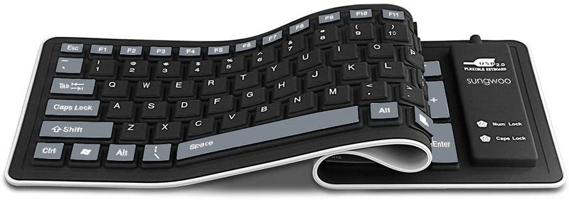 Sungwoo Foldable Silicone Keyboard USB Wired Waterproof Rollup Keyboard for PC Notebook Laptop (Black) - Image 2