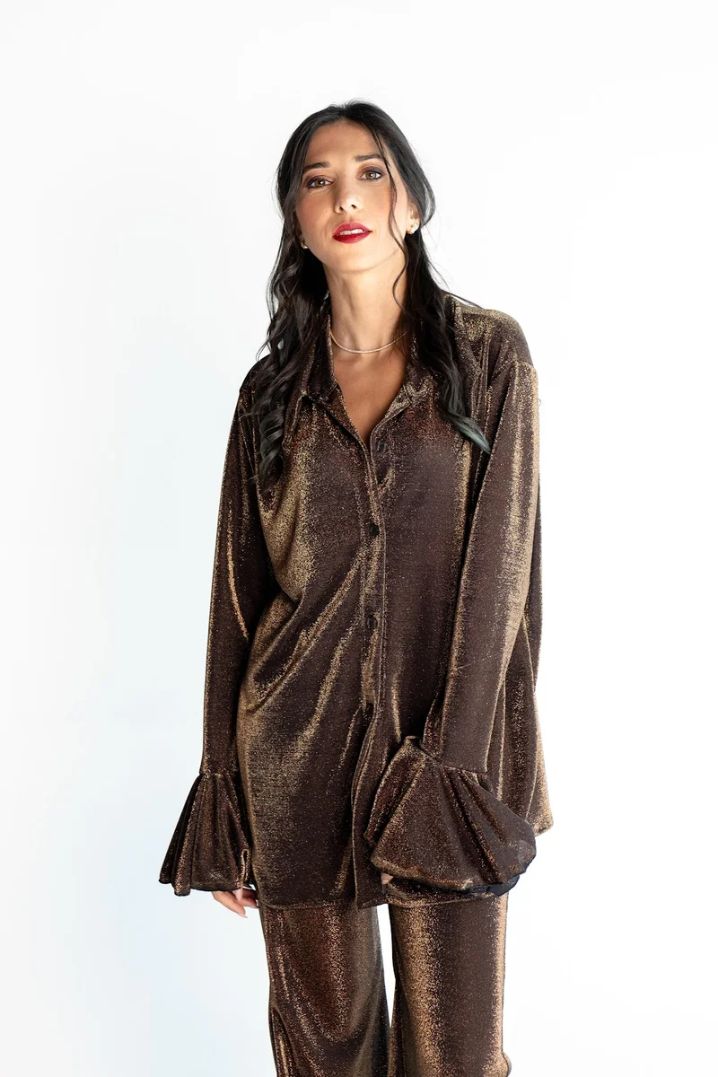 Reem Abayas Golden Lycra Glitter Set