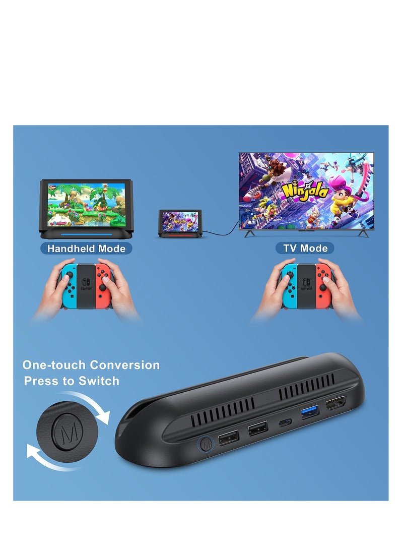 Y&D TV Dock Station, for Nintendo Switch/Switch OLED, Portable 4K HDMI Switch Adapter, with USB 3.0 Port and C Charging, Travel Docking Station - Image 4