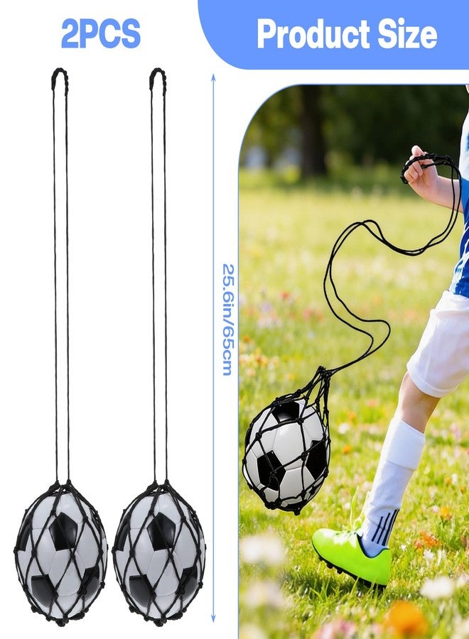 Elegaperma 2pcs Soccer Ball Net Kicker, Soccer Kick Trainer Net Fits Balls Size 3 4 5, Non-Elastic Football Kick Trainers for Footballs Lovers, Beginners, Black - Image 2