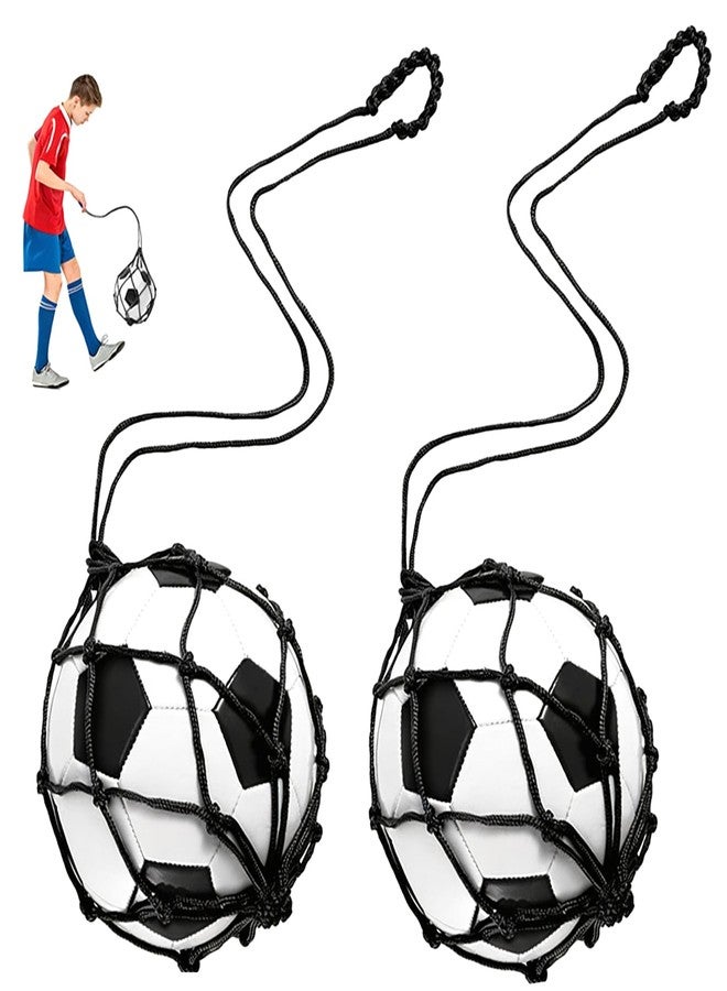 Elegaperma 2pcs Soccer Ball Net Kicker, Soccer Kick Trainer Net Fits Balls Size 3 4 5, Non-Elastic Football Kick Trainers for Footballs Lovers, Beginners, Black - Image 1
