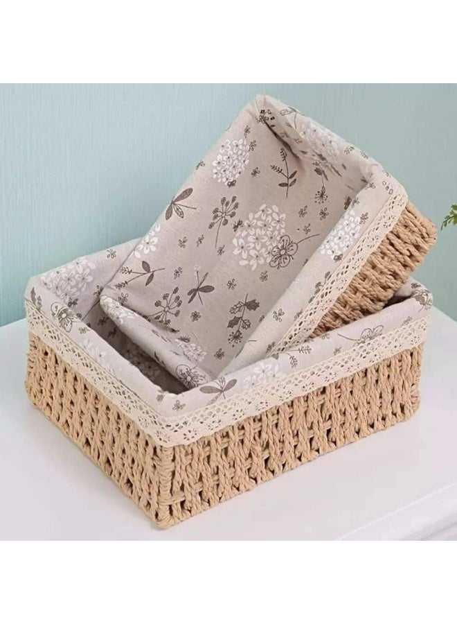 3-piece rattan braided basket set - Image 2