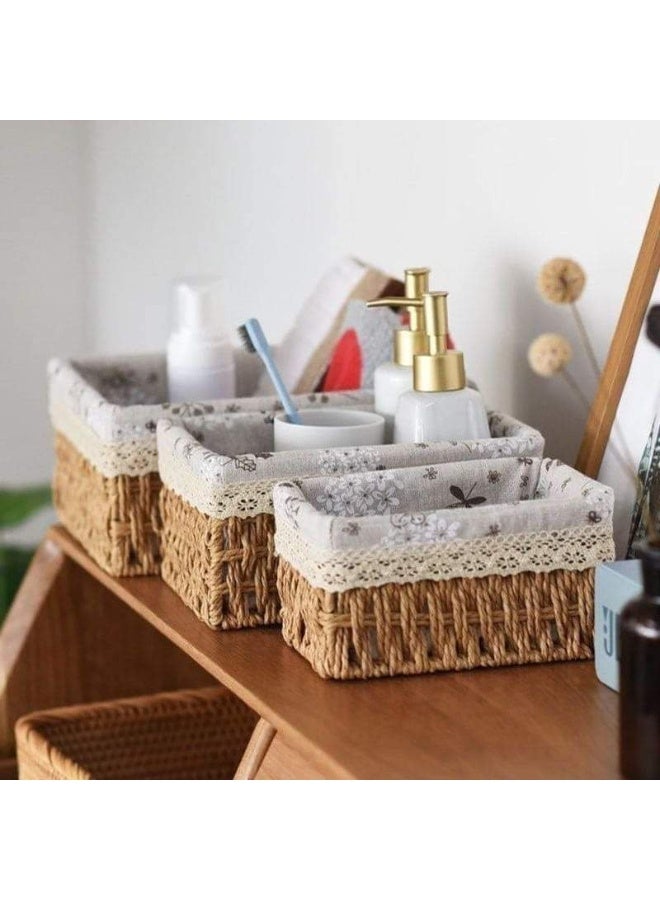 3-piece rattan braided basket set - Image 4