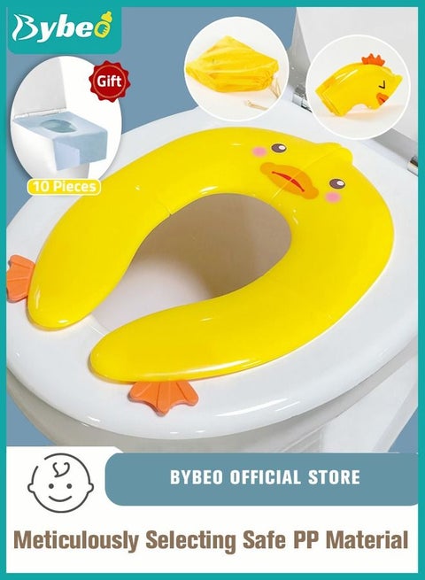 Foldable Portable Travel Potty Training Seat and 10 PCS Extra Large Toilet Seats Covers Disposable Waterproof for Boys Girls, Toddlers Potty Training in Public Restrooms
