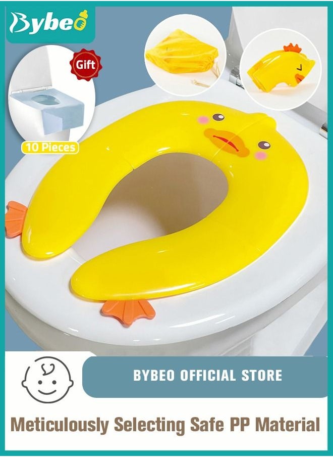 Bybeo - Foldable Portable Travel Potty Training Seat and 10 PCS Extra Large Toilet Seats Covers Disposable Waterproof for Boys Girls, Toddlers Potty Training in Public Restrooms - Image 1