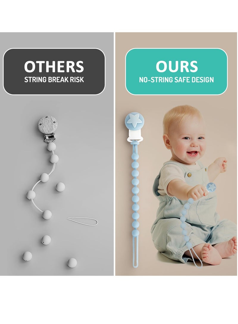 Silicone Pacifier Holder Clip, with Transparent Nipple Case, Pacifier Clip for Baby Boys and Girls, One Piece Design Pacifier Clip Holder, Shower, Newborn Gift (Green+Blue) - Image 5