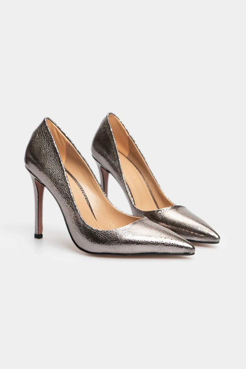 Nişantaşı Shoes Vanessa Platinum Patterned Pointed Toe Women's Stiletto