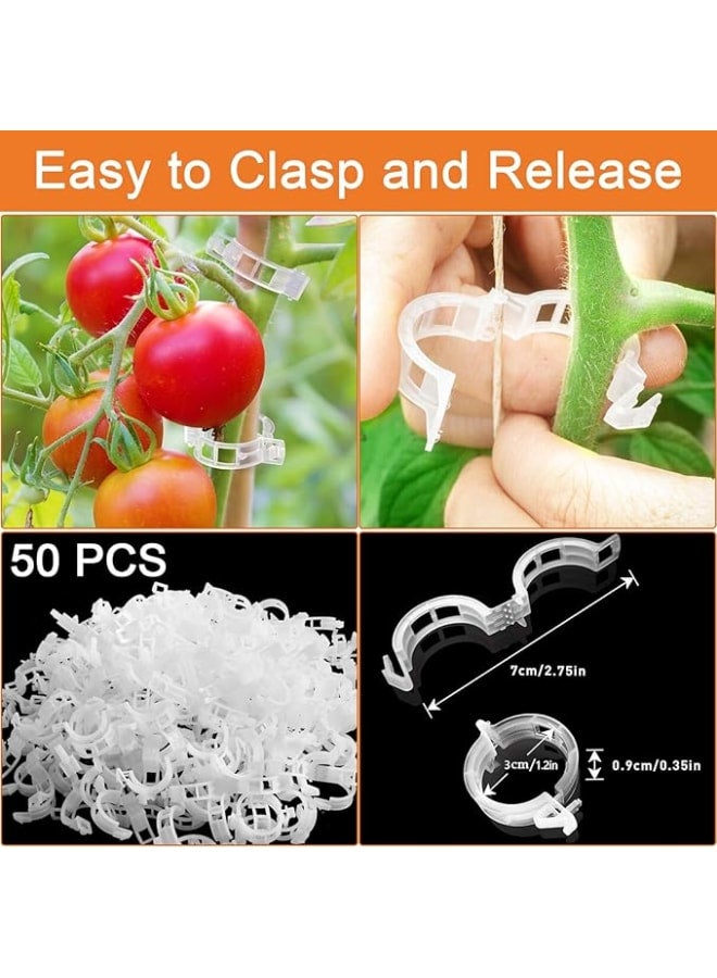 مشابك نباتات محكمة التثبيت من البلاستيك، مشابك لتعريشة الطماطم وتثبيت النباتات المتسلقة ولدعم النباتات، أداة تعليق النباتات لمستلزمات البستنة والكرمة50 قطعه - Image 4
