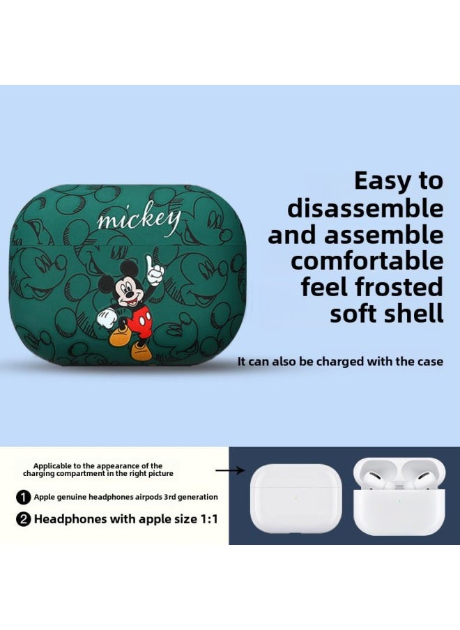 Generic - Strawberry Bear Family Airpods Protective Case Cartoon Cute Suitable For Apple 1/2/3 Generation Bluetooth Headset Soft Case-Color:Mickey-Green-Model:Airpods3(4th Generation) - Image 1