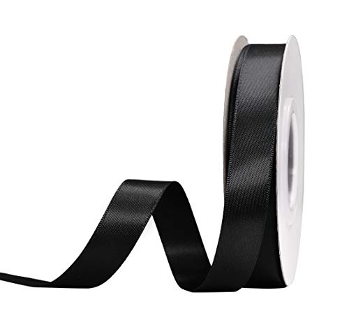 YAMA Black Double Face Satin Ribbon 58 25 Yards Black Ribbon for Gift Package WrappingFloral DesignHair Bow Clip MakingCraftingSewingWedding Decor