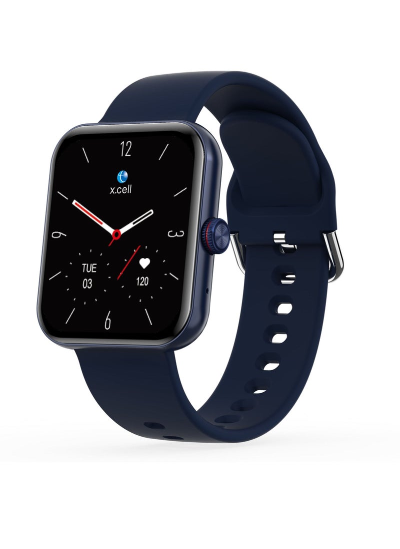 Xcell - Xcell G5 Talk Smart watch, Heart Rate/Blood Pressure/Oxygen Level Monitoring, Receive & Make Calls,Water Resistance: IP67, 1 Week Battery Life, Compatibility: IOS/Android- Blue - Image 1