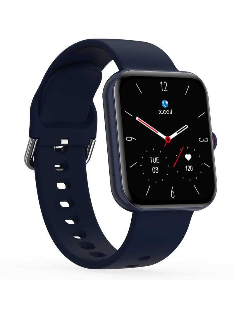 Xcell - Xcell G5 Talk Smart watch, Heart Rate/Blood Pressure/Oxygen Level Monitoring, Receive & Make Calls,Water Resistance: IP67, 1 Week Battery Life, Compatibility: IOS/Android- Blue - Image 1