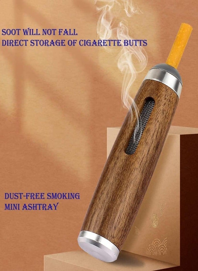xozgdovg Ashtray Portable Handheld Walnut Mini Ashtray No Soot Ashtray For Outdoor Indoor Car Smoking - Image 3