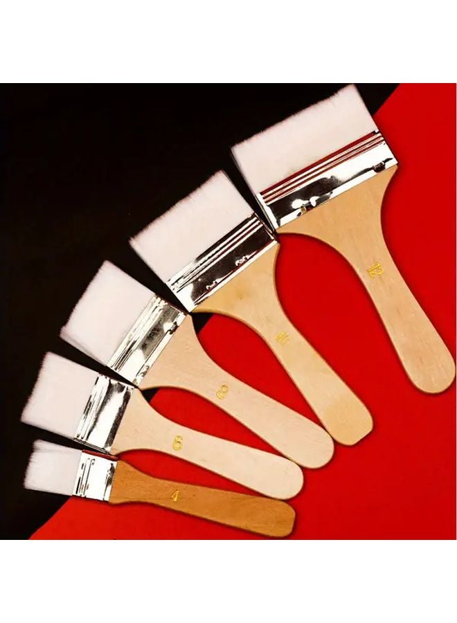 12 Pcs White Nylon Hair Board Brush Set Acrylic Water Oil Painting Gouache Brushes Wooden Handles - Image 2