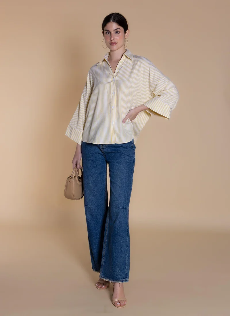 شايبس STRIPED COTTON BLEND SHIRT