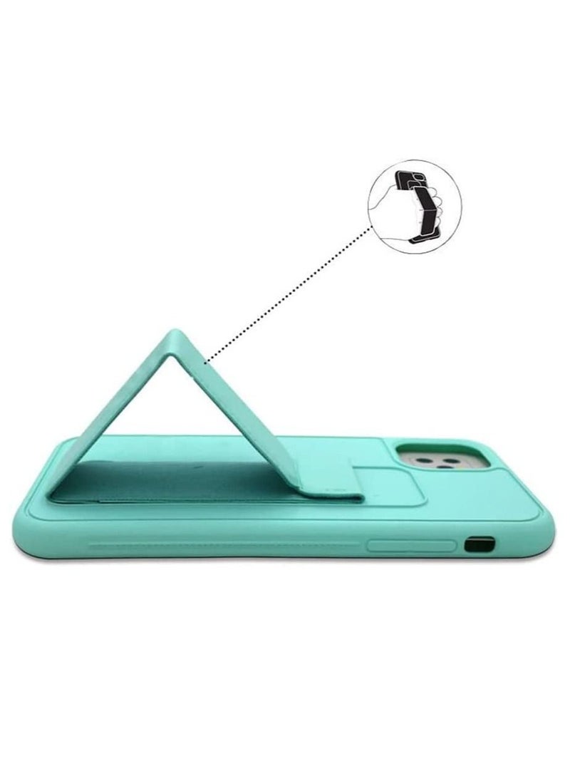 VITION Case Cover For iPhone 14 Pro, Finger Grip  Phone holder Case Car Magnetic Multi-function 3 in 1 Shockproof Back Cover Protective Case (iPhone 14 Pro, Mint Green) - Image 3