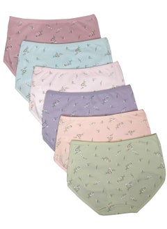 Love Bell Premium Cotton Four-way stretch Panties - MULTIPACK - Regular and Plus Sizes - Classic Briefs for Women (UAE/KSA, Alpha, 7XL, Regular, Regular, Blossom Flower - 6 Pcs Pack)  - Image 2