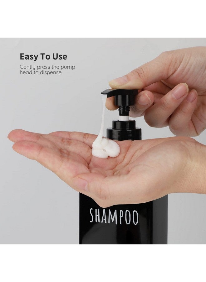 Segbeauty Square Soap Dispenser Black, 3pcs 16.9oz Refillable Shampoo and Conditioner Bottles, 500ml Empty Reusable Plastic Pump Bottle Bathroom Shower Dispenser Set for Body Wash Liquid Gel Lotion - Image 4