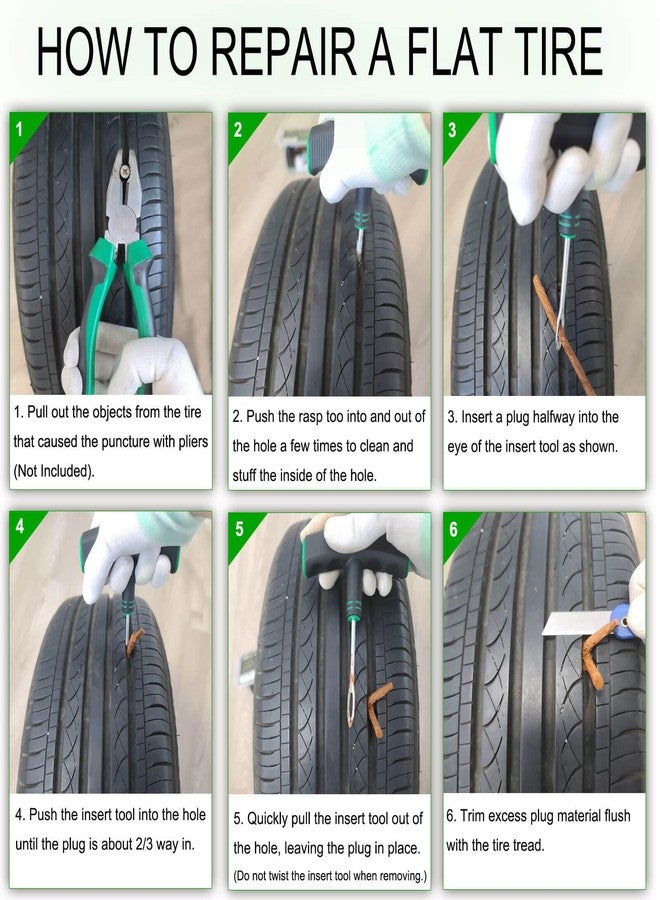 HolaKit Tire Plug Kit, 13PCS Tire Repair Kit with Self-Vulcanizing Plugs, Ergonomic Oversized & Rubber-Grip T-Handle Tools, Flat Tire Puncture Repair Tools for Cars, Motorcycle, ATV, SUV, etc - Image 4