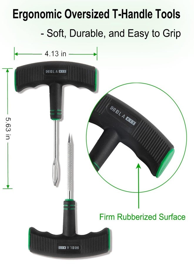 HolaKit Tire Plug Kit, 13PCS Tire Repair Kit with Self-Vulcanizing Plugs, Ergonomic Oversized & Rubber-Grip T-Handle Tools, Flat Tire Puncture Repair Tools for Cars, Motorcycle, ATV, SUV, etc - Image 2