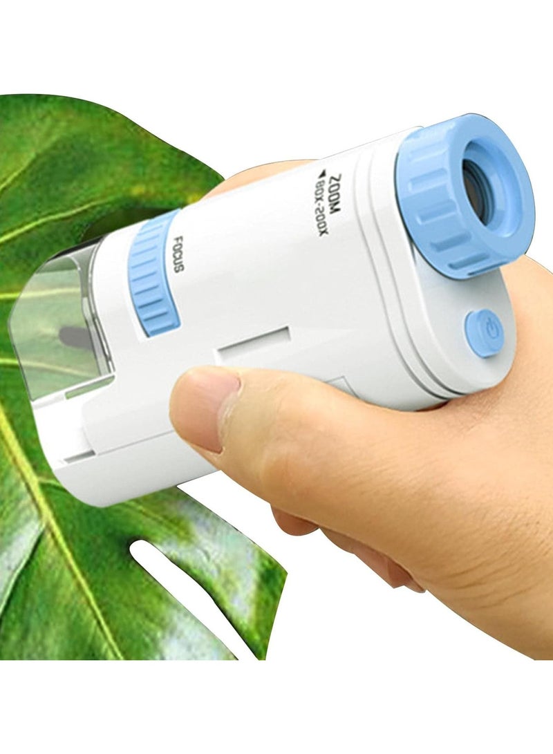 Illumination microscope, 80x-200x zoom mini microscope, portable microscope for children, mini hand magnifying glass with LED illumination for children of science students - Image 3