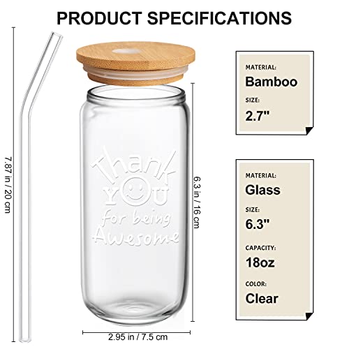 Frerdui Thank You Gifts for Women Men, Teacher Appreciation Gifts, Employee Appreciation Gift for Coworkers, Thank You for Being Awesome Glass Cup for Coworker, Employee, Teacher, Nurse - Image 2