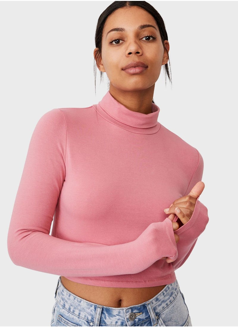 Cotton On - Roll Neck Crop Top - Image 1
