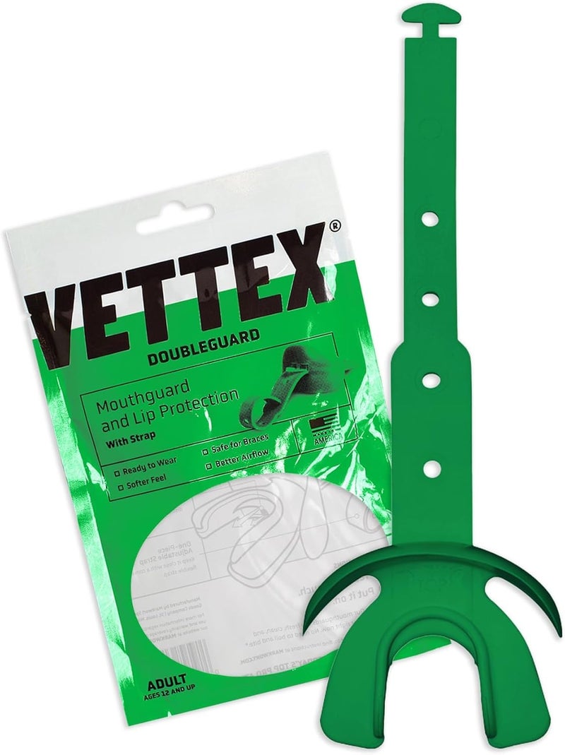 Vettex Doubleguard Mouthguard with Lip Protection - Adult, Kelly Green, Model:AC25-K - Image 1