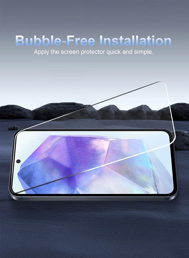 بشكل مختصر [3 عبوات] واقي شاشة زجاجي 9H زجاج مقوى 9H لسامسونج جالاكسي A55 5G، واقي شاشة زجاجي مضاد للكسر، فائق الوضوح ومضاد للكسر - Image 2