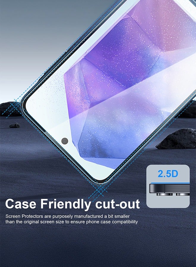 بشكل مختصر [3 عبوات] واقي شاشة زجاجي 9H زجاج مقوى 9H لسامسونج جالاكسي A55 5G، واقي شاشة زجاجي مضاد للكسر، فائق الوضوح ومضاد للكسر - Image 3