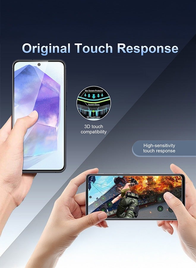 بشكل مختصر [3 عبوات] واقي شاشة زجاجي 9H زجاج مقوى 9H لسامسونج جالاكسي A55 5G، واقي شاشة زجاجي مضاد للكسر، فائق الوضوح ومضاد للكسر - Image 4