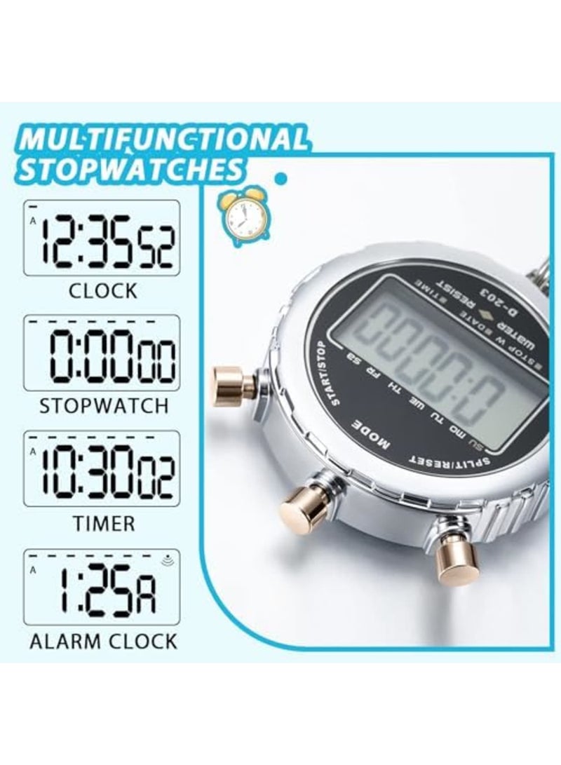 SYOSI Digital Stopwatch, Metal Waterproof Stop Watch, Sports Stopwatch Timer 1/100th Second Handheld Chronograph with Large Display Shockproof Stopwatch for Coaches Swimming Training Competition - Image 2