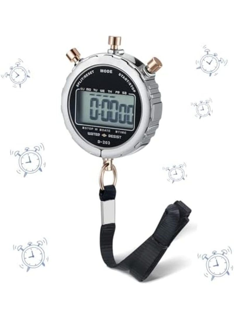 SYOSI Digital Stopwatch, Metal Waterproof Stop Watch, Sports Stopwatch Timer 1/100th Second Handheld Chronograph with Large Display Shockproof Stopwatch for Coaches Swimming Training Competition - Image 1