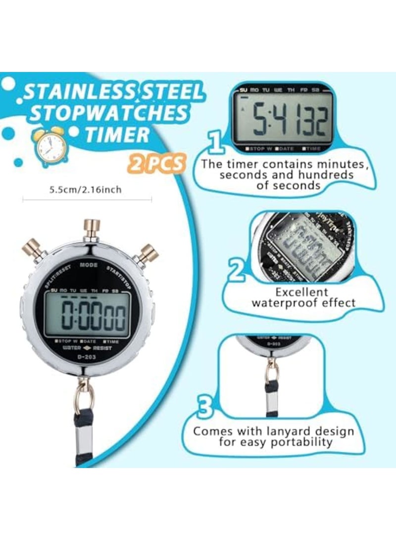 SYOSI Digital Stopwatch, Metal Waterproof Stop Watch, Sports Stopwatch Timer 1/100th Second Handheld Chronograph with Large Display Shockproof Stopwatch for Coaches Swimming Training Competition - Image 3