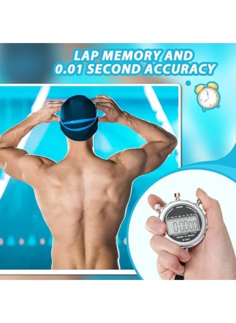 SYOSI Digital Stopwatch, Metal Waterproof Stop Watch, Sports Stopwatch Timer 1/100th Second Handheld Chronograph with Large Display Shockproof Stopwatch for Coaches Swimming Training Competition - Image 5