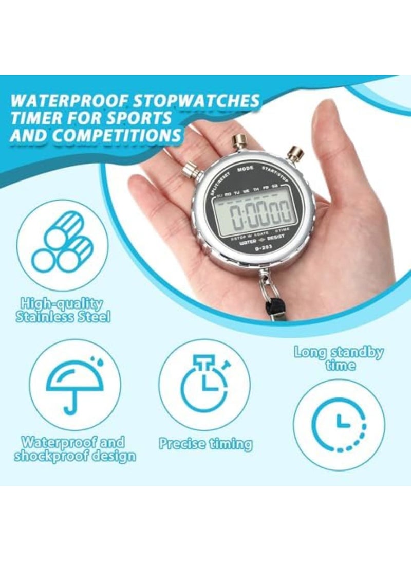 SYOSI Digital Stopwatch, Metal Waterproof Stop Watch, Sports Stopwatch Timer 1/100th Second Handheld Chronograph with Large Display Shockproof Stopwatch for Coaches Swimming Training Competition - Image 4