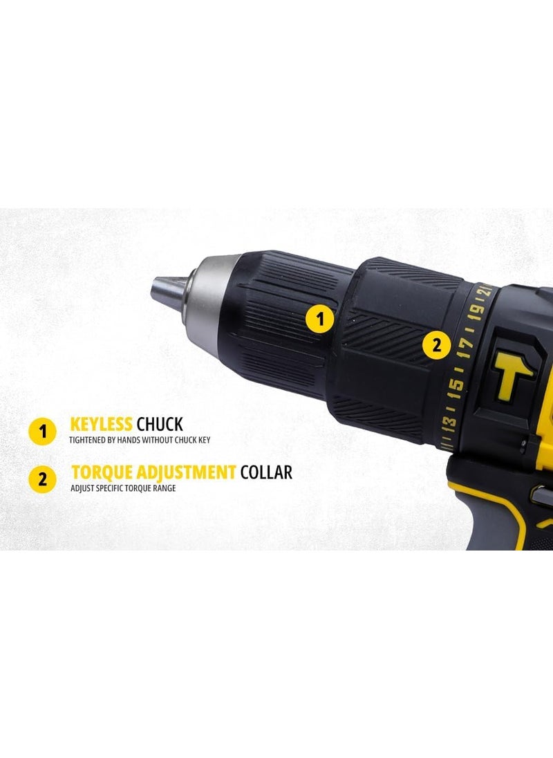 Stanley STANLEY FATMAX SCD711D2KAB1 20V 20Ah 13 mm Cordless Brushed Hammer Drill Machine With 100pcs Accessories Kit 2x20Ah Liion Batteries 1pc Charger  - Image 4