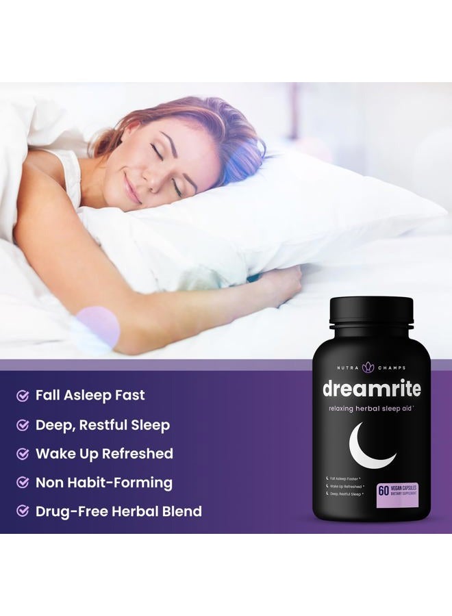10-in-1 Natural Sleep Aids for Adults - Melatonin, Lemon Balm 1000mg, Chamomile 400mg, Valerian Root 600mg, L Theanine, L Tryptophan, GABA, Magnesium Sleep Aid
