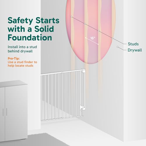 Cumbor 29.2–43" Baby Gate for Stairs, Hardware Mounted (Drill Required), Expandable No Bottom Bar Dog Gate, Auto Close Extra Wide Walk Thru, Pet & Toddler Proof Gate, Top & Bottom of Stairways (Brown) - Image 5