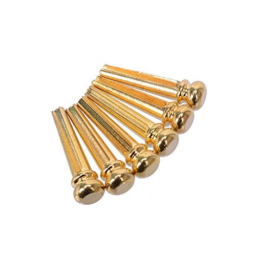 Amadget Guitar Bridge Pins 6pcs Brass Endpin for Guitar With Guitar Bridge Pin Puller - Image 2