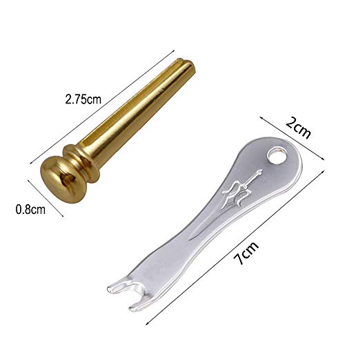 Amadget Guitar Bridge Pins 6pcs Brass Endpin for Guitar With Guitar Bridge Pin Puller - Image 3