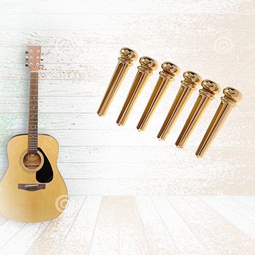 Amadget Guitar Bridge Pins 6pcs Brass Endpin for Guitar With Guitar Bridge Pin Puller - Image 5