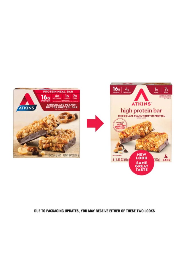 Atkins High Protein Bar, Chocolate Peanut Butter Pretzel, Keto Friendly, Gluten Free, 4 Count (Pack of 1) - Image 2