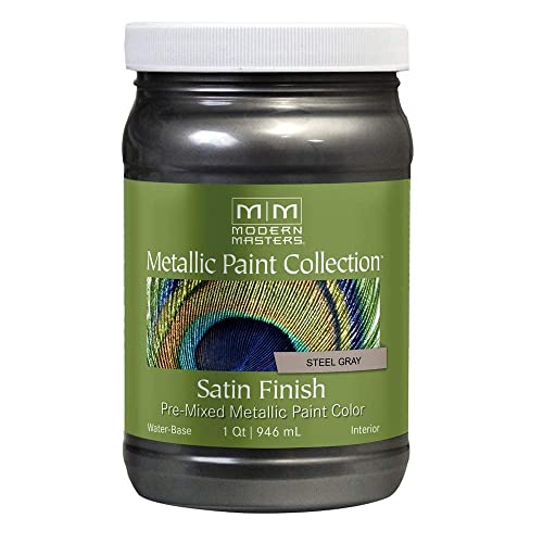 Modern Masters qt Modern Masters ME244 Steel Gray Metallic Paint Collection, Satin Water-Based Decorative Metallic Paint - Image 1