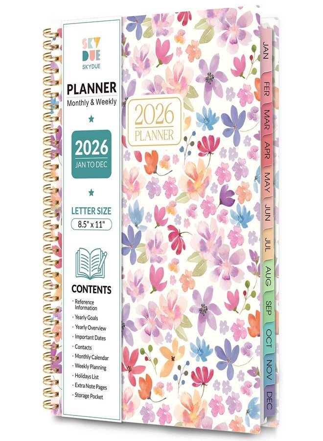 Skydue Planner 2026, Weekly & Monthly Calendar Planner, JAN 2026 - DEC 2026, 8.5" x 11", Daily Agenda Book with Tabs, School Supplies for Student Teacher Classroom - Image 1
