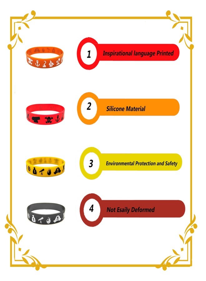 ATSMOICY 48PCS Pirate Party Silicone Wristband Bracelets- Pirate/Halloween Party Favors Supplies Decorations Goodie Bags - Image 5