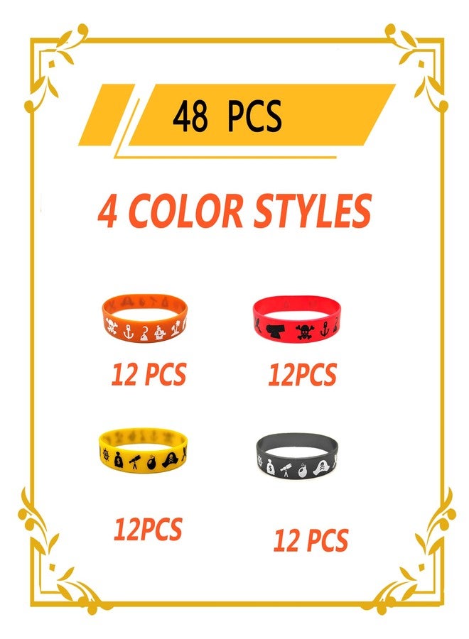 ATSMOICY 48PCS Pirate Party Silicone Wristband Bracelets- Pirate/Halloween Party Favors Supplies Decorations Goodie Bags - Image 4